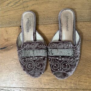 Jeffrey Campbell Velvet Purple Embellished Mules